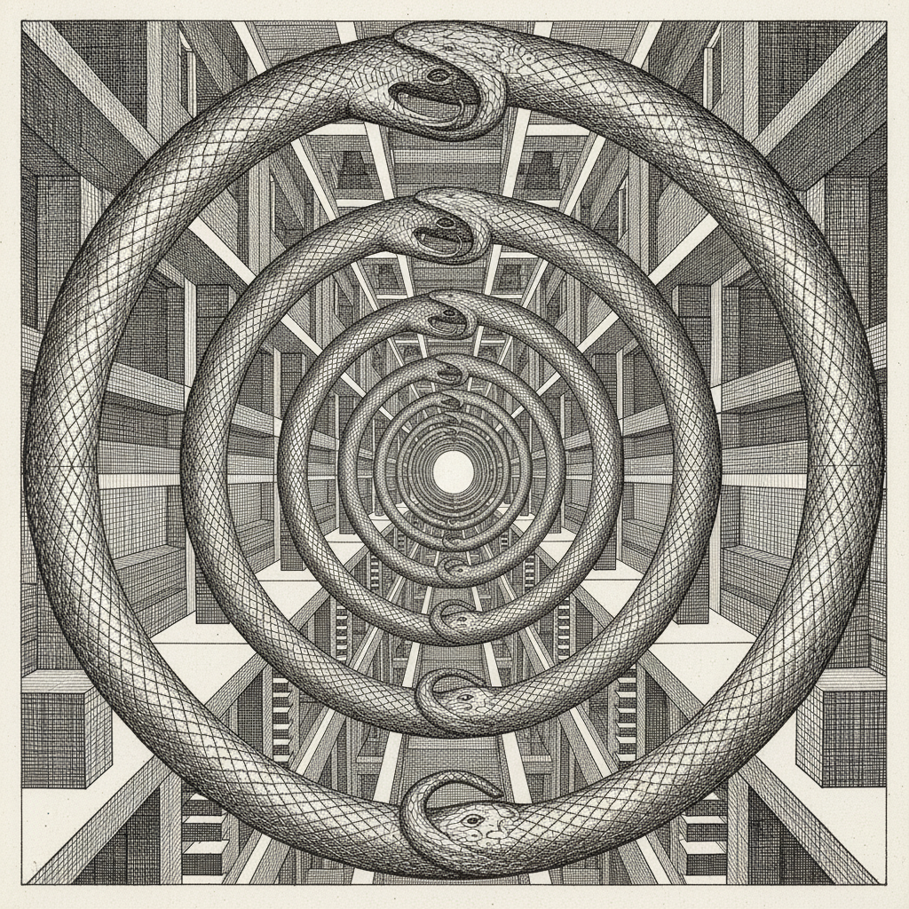 an ouroboros of hoops within hoops